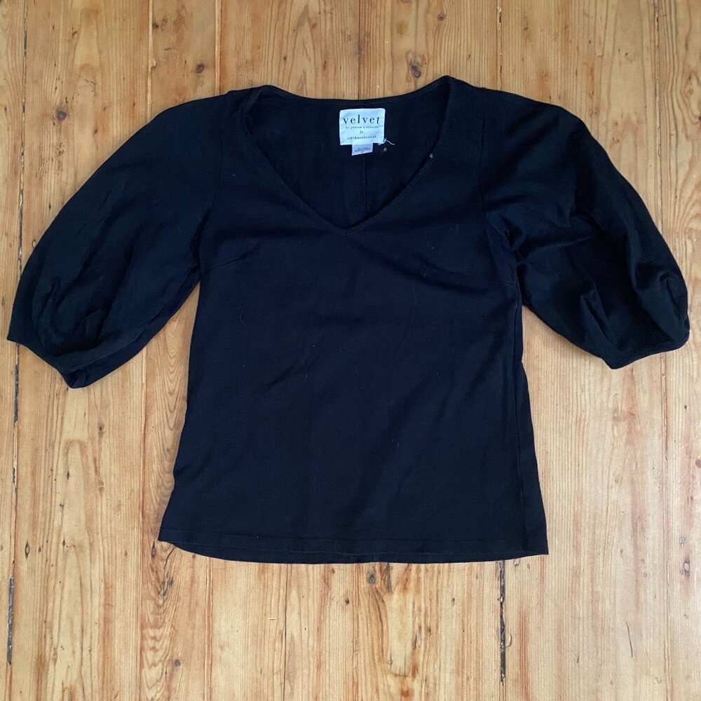 Puff Sleeve Cotton Shirt Velvet by Graham and Spenser for Anthropologie